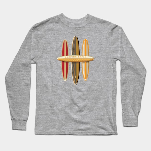 Surfing Safari Long Sleeve T-Shirt by Midcenturydave